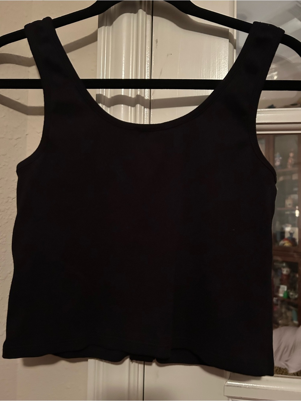 GUESS Black Ribbed Button-Front Tank with Logo Patch - Picture 5 of 5